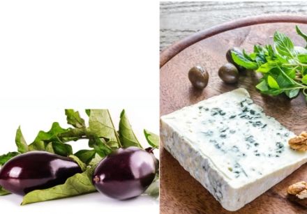 Salad with Bleu d’Auvergne, Eggplant Caviar and Walnut Toasts