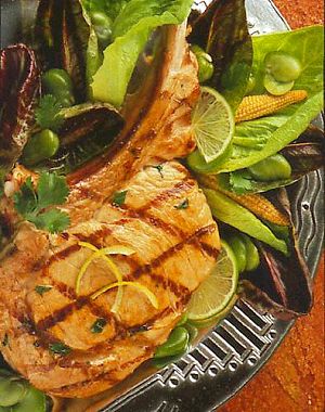 Veal Chops with Cilantro and Young Broad Beans