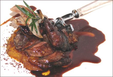 Pigeon with Apple, Passion Fruit and Red Wine Sauce