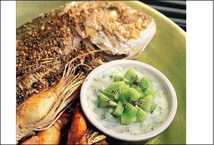 Korean-Style Fried Fish with Kiwi