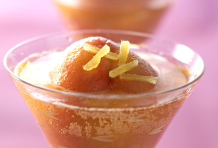 Pink Peaches with Ginger and Champagne
