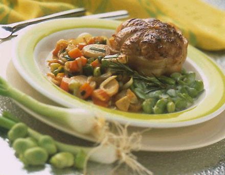 Veal Paupiettes with Spring Vegetables