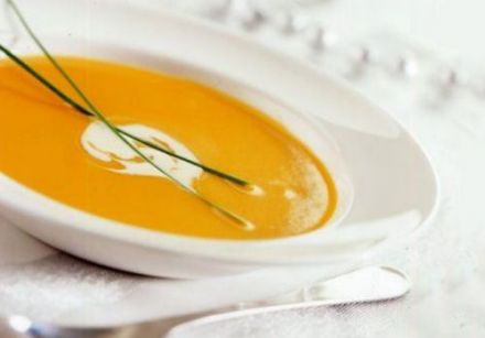 Cream of Carrot Soup with Goat Cheese