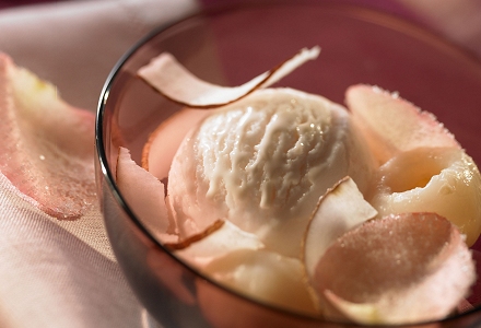 Coconut and Rose Sorbet with Lychees