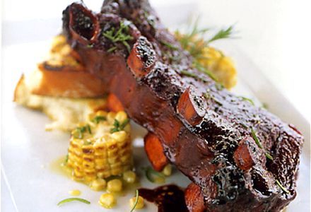 Honey-Barbecued Short Ribs with Rosemary-Glazed Corn on the Cob