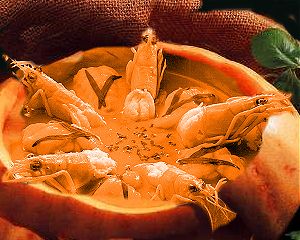 Cream of Pumpkin Soup with Crayfish