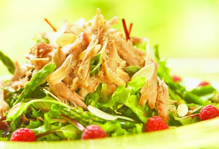 Confit Duck and Asparagus Salad with Raspberry Vinaigrette