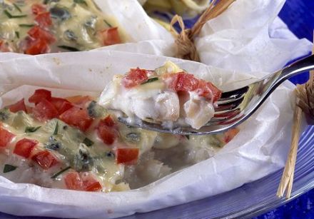 Hake en Papillote with Blue Cheese