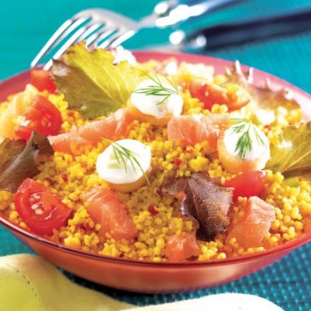 Sunshine Salad with Couscous and Tzatziki Croutons