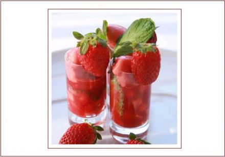 Strawberry "Shots" with Mint and Sorbet