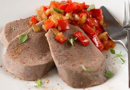 Beef Tongue with Piperade and Espelette Chili