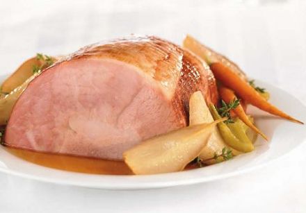 Ham with Cider and Pears
