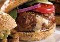 Burger with Bacon Bits, Provolone and Sun-dried Tomatoes