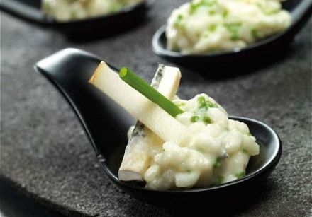 Little Spoons of Risotto with Pear and Bresse Bleu