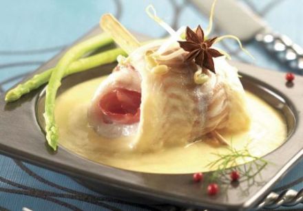 Cod with Scallop and Chablis Sauce
