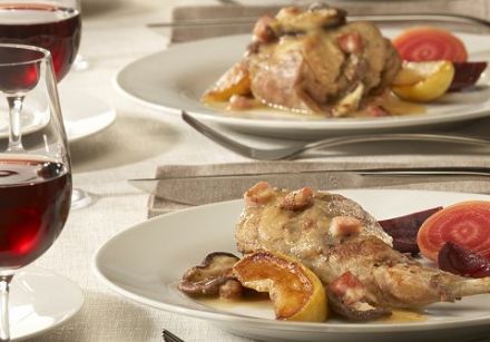 Rabbit Simmered in Cider with Apples