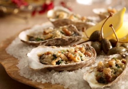 Oysters Rockefeller style with nuts