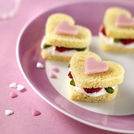 Pound Cake Hearts with Raspberries