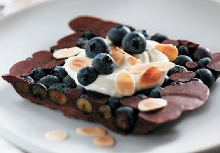Chocolate Blueberry Bark with Whipped Cream