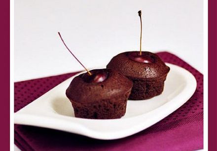 Molten chocolate cake and cherry