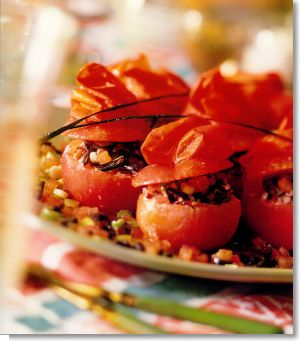 Tomatoes Stuffed with Red Rice and Wild Rice