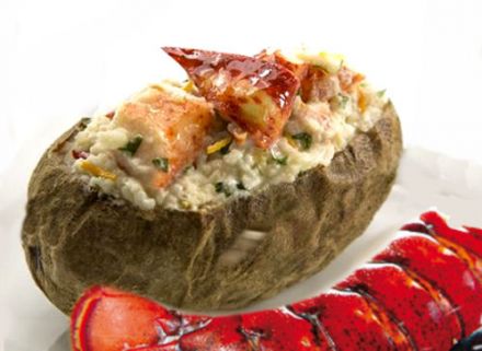 PEI Orange-Tarragon Lobster Topped Baked Potato