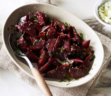 Roasted Beets with Garlic Chive Tarragon Butter