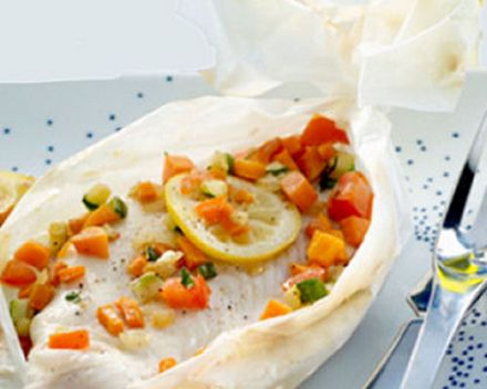 Turbot in Papillote, Mediterranean-style