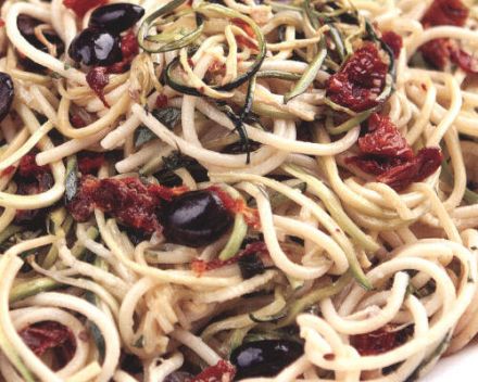 Spaghetti with Zucchini, Sundried Tomatoes and Yogurt