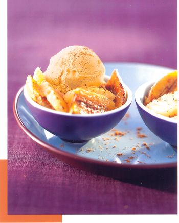 Caramel Ice Cream with Four-Spice Gratinéed Banana and Pineapple