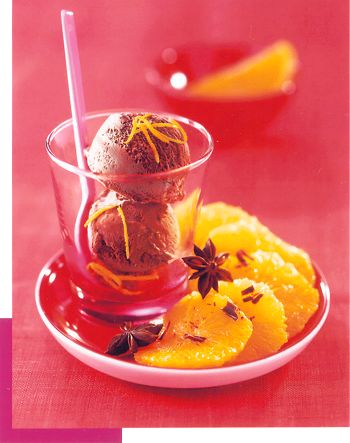 Chocolate Ice Cream with Anise-Scented Orange Carpaccio