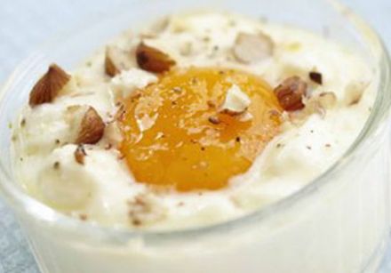 Shirred Eggs with Hazelnuts and Carré Frais