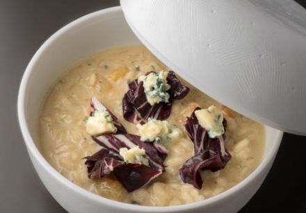 Risotto with radicchio, golden raisins and St. Agur cheese