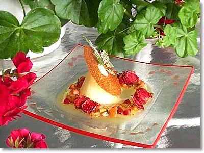 Mandarin Ice Cream with a Dilled Fruit Salpicon
