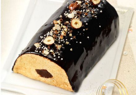 Salted Caramel Yule Log with Chocolate Icing