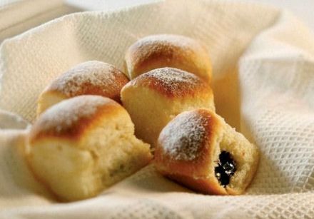 Buchteln, or yeast buns with plum jam