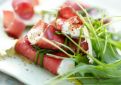 Bresaola roulade with goat cheese and citrus