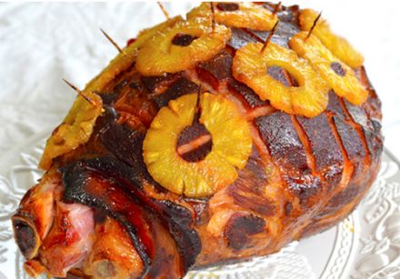 Christmas ham glazed with sugar cane