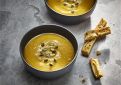 Cream of Squash Soup with Roasted Bacon and Maple
