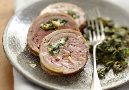 Lamb Tenderloin with Spinach and Fresh Cheese