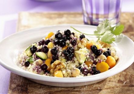 Couscous with vegetables and wild blueberries