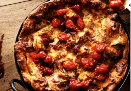 Dutch baby with oven-roasted tomatoes