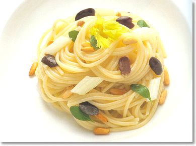 Salad of Spaghetti, Whelks, Olives and Celery