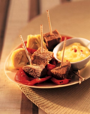 Cubes of Beef Tongue with Aioli Sauce