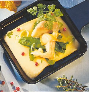 Raclette with Snow Peas, Grapefruit and Scallops