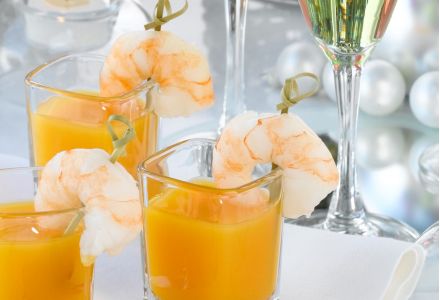 Butternut Squash Shooter with Poached Shrimp