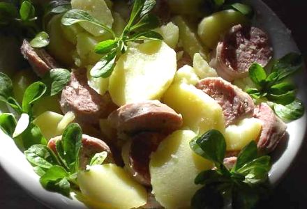 Warm Potato Salad with Sausage, Lyon-Style