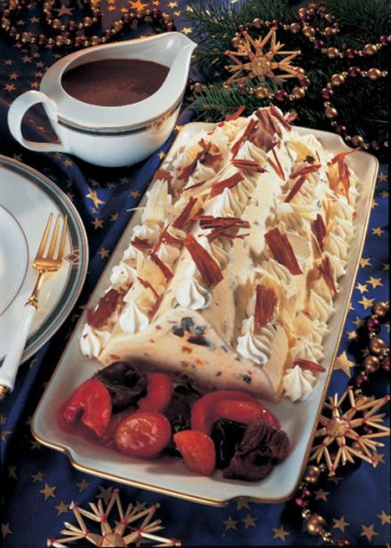 Iced Christmas Stollen with Chocolate Ginger Sauce and Warm Dried Fruit Purée 1
